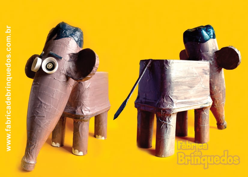 DIY Faça você mesmo um ELEFANTE com garrafa PET e pote de sorvete
