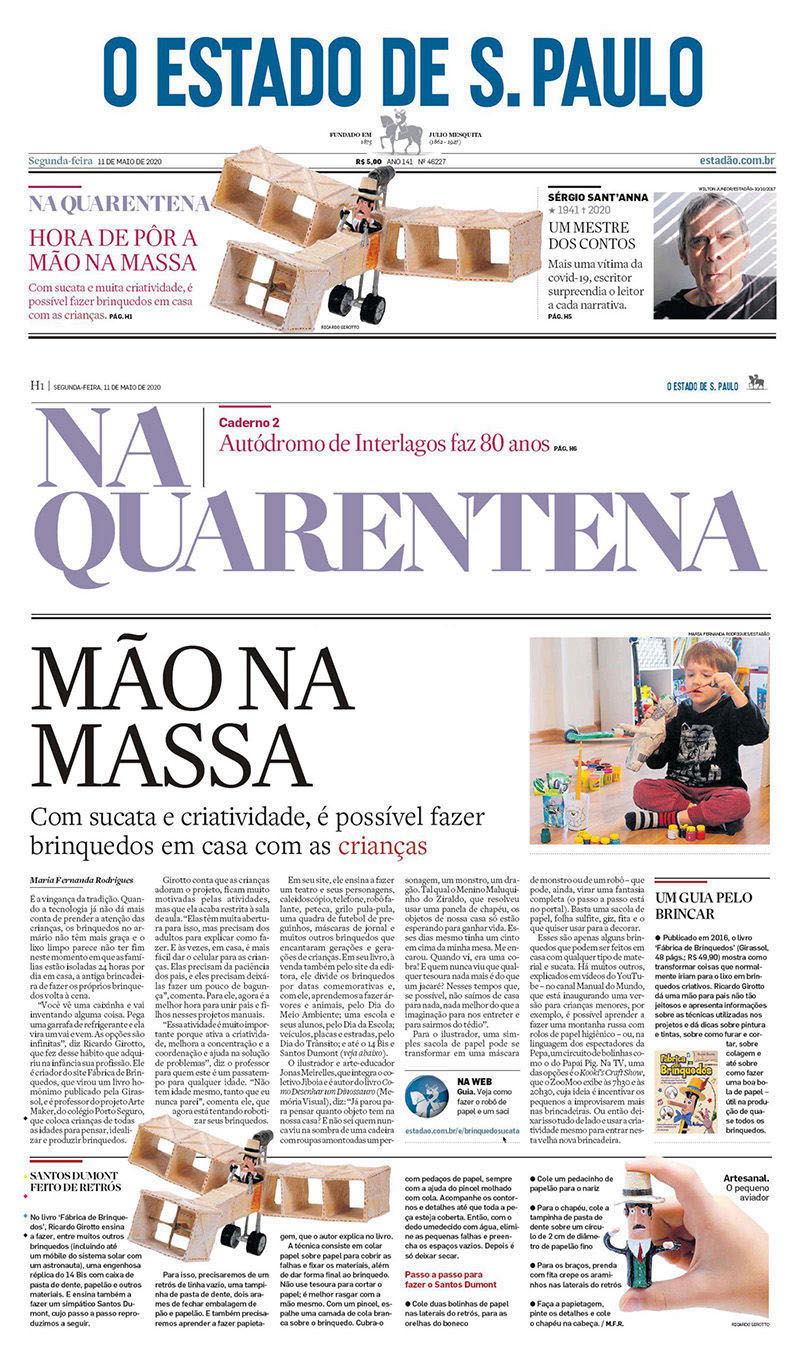 Na Quarentena, Mão na Massa, Fábrica de Brinquedos no jornal Estado de S. Paulo, Estadão.
